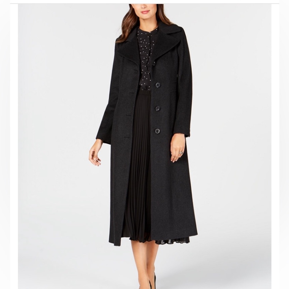 Anne Klein Gray Single-Breasted heavyweight cashmere blend Maxi Coat, 14, EUC